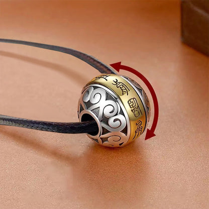 Buddha Stones Taoist Nine-character Mantra Engraved Amulet Balance Necklace Rotatable Pendant