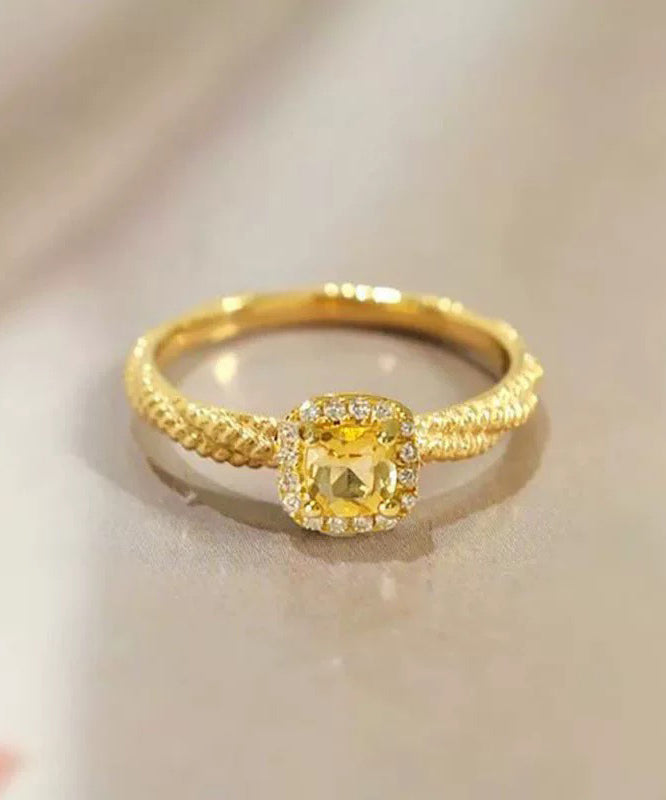 New Gold Overgild Zircon Crystal Rings