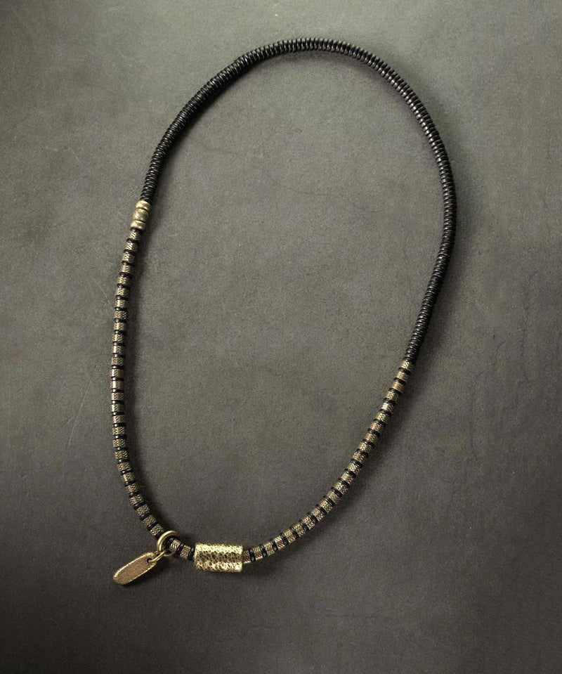 Boutique Colorblock Ancient Gold Copper Beads and Sandalwood Charm Bracelet