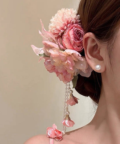 Pink Peony Tassel Hairpin