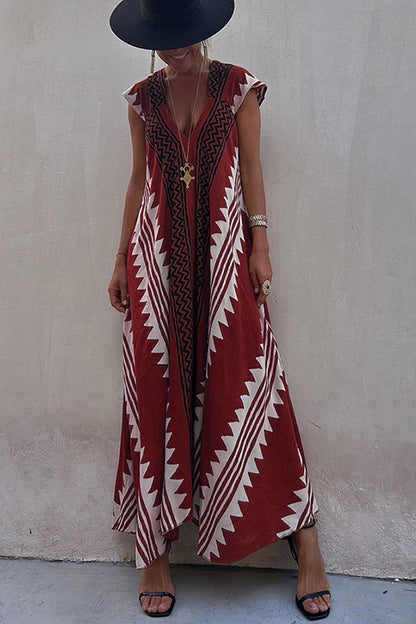 Beach Dates Print A-line Maxi Dress