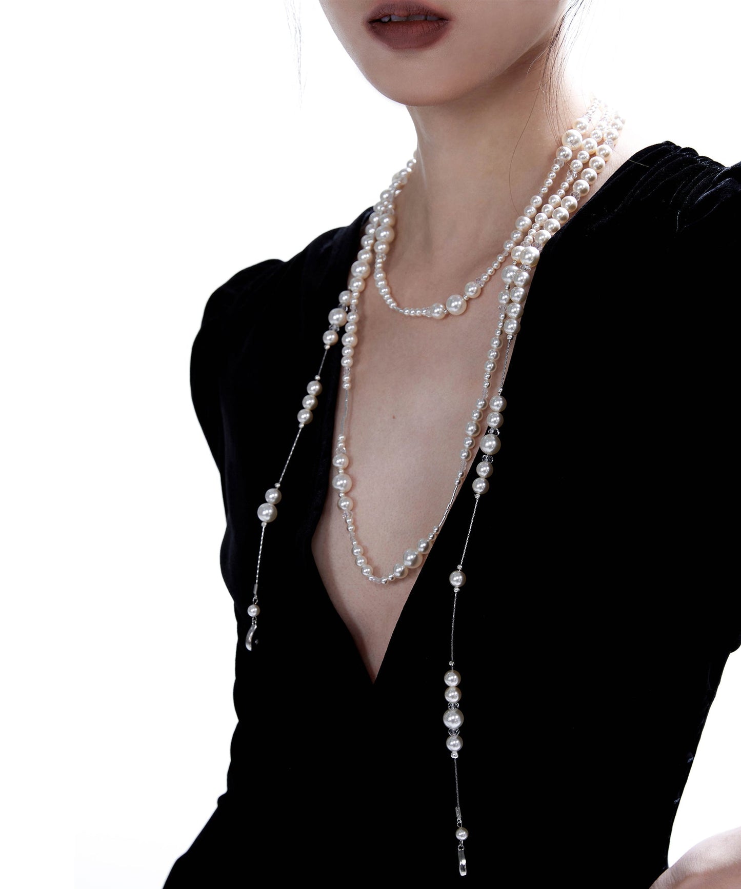 New Pearl Layering Alloy Long Necklace