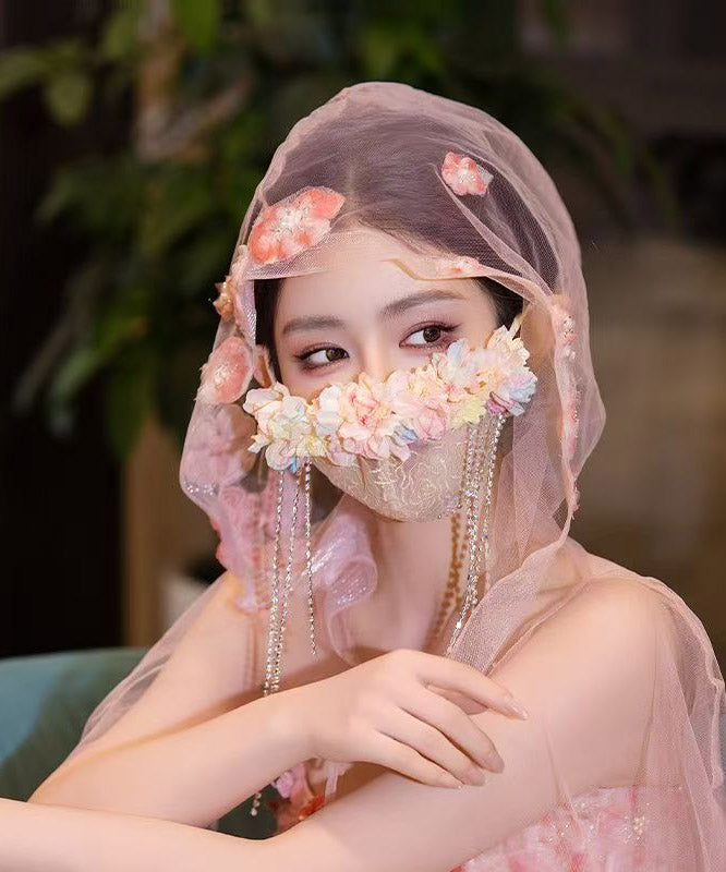 Unique Rainbow Tulle Zircon Tassel Veil