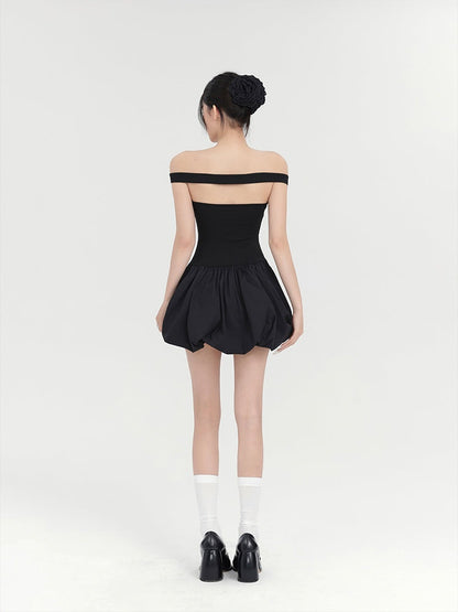 Black Rose Bubble Mini Dress