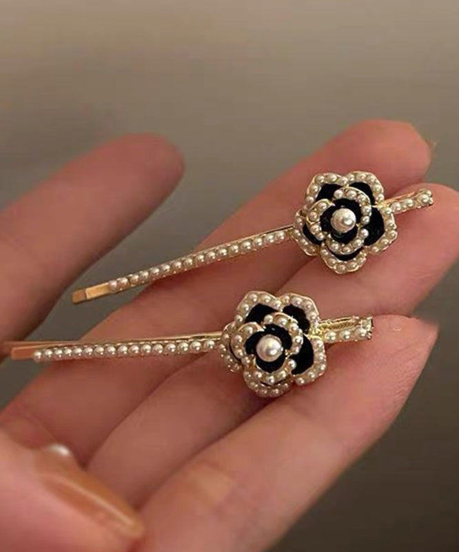 Art Gold Sterling Silver Alloy Zircon Pearl Hairpin