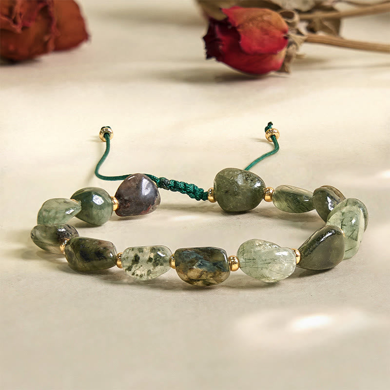 6-10mm Green Rutilated Quartz Protection Bracelet for