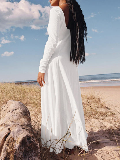 Color Button Maxi Dress