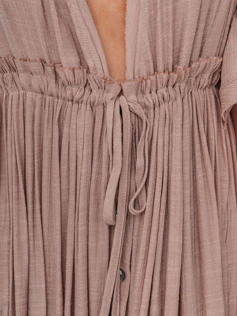 Button Cotton Linen Perfect Beach Maxi Dress