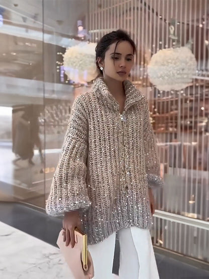 Gleam Luxe Relaxed Zip Cardigan