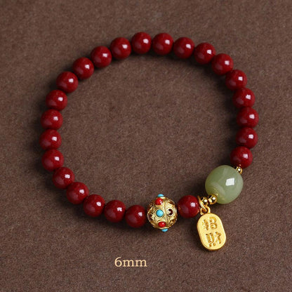 Cinnabar and Green Aventurine Charm Bracelet 8mm