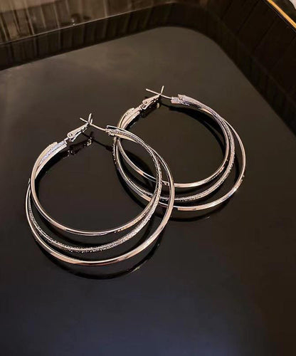 Oversize Silk Sterling Silver Layered Hoop Earrings