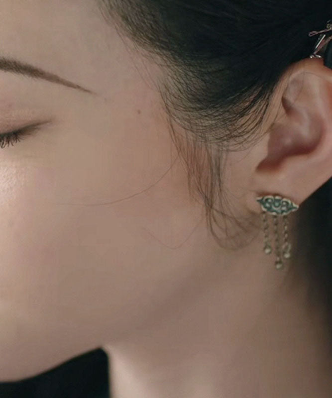 Silk Sterling Silver Xiangyun Tassel Drop Earrings