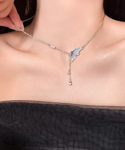 Style Silk Copper Alloy Zircon Butterfly Pendant Necklace