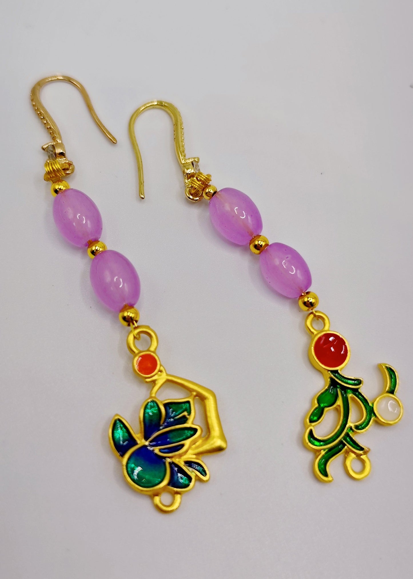 Stylish Pink Crystal Tasseled Style Drop Earrings