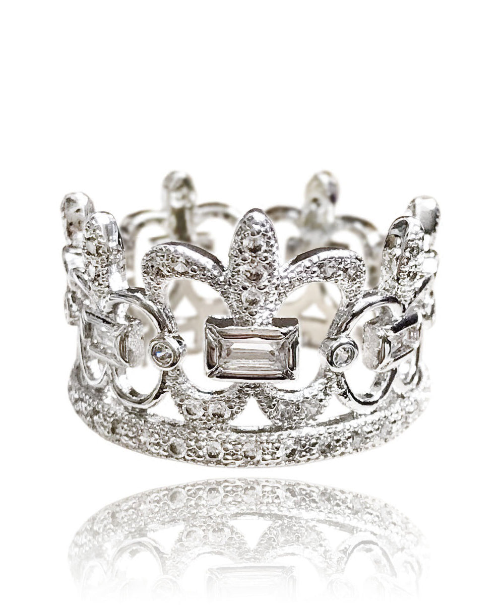 Diy Silk Alloy Zircon Hollow Out Crown Rings