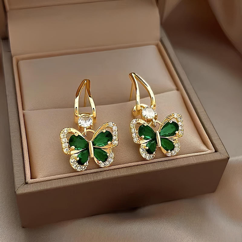 Goddess Whisper Emerald Butterfly Earrings