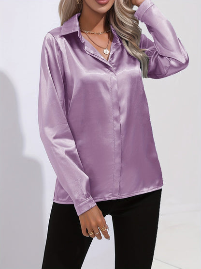 Sarah | ’s Button Down Long Sleeve Satin Blouses