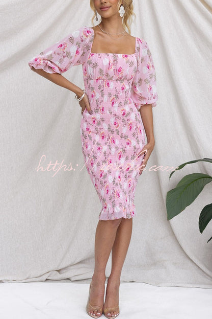 Midnight Beauty Smocked Midi Dress