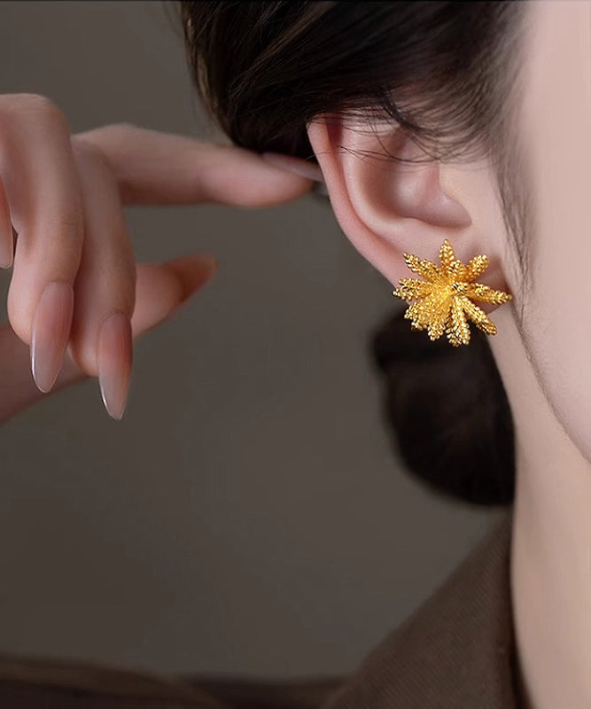 Stylish Gold Copper Alloy Ear of Wheat Stud Earrings