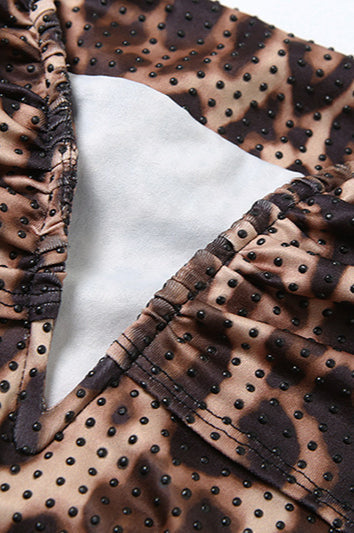 Leopard Print V Neck Formal Maxi Dress