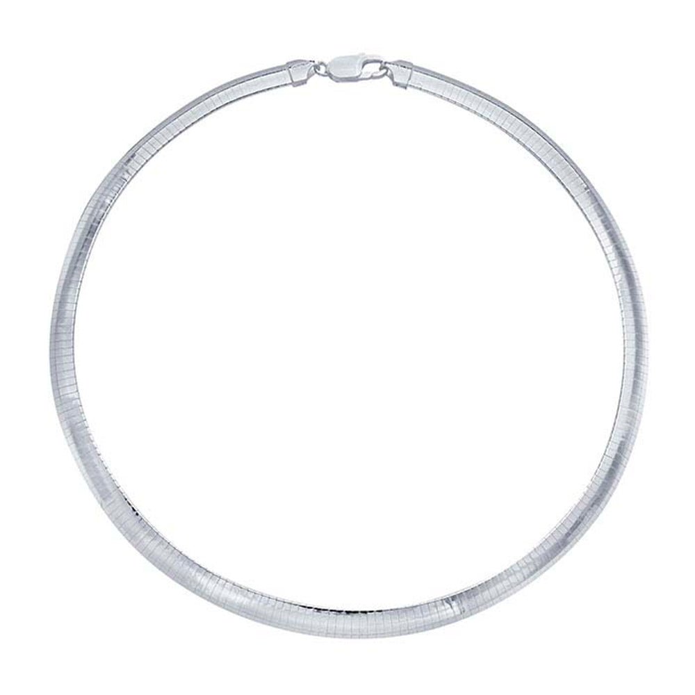 8mm Wide Sterling Silver Omega Necklace Chain - 18 Inches