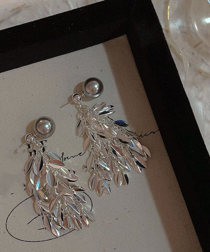 Silk Copper Overgild Pearl Tassel Drop Earrings