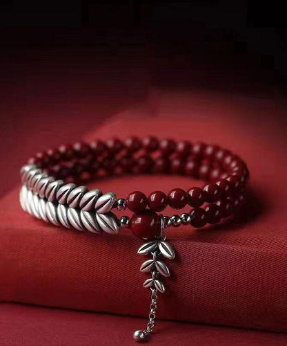 Fine Red Sterling Silver Ear of Wheat Tassel Charm Bracelet