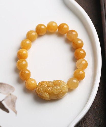 Yellow Jade a Mythical Wild Animal Beaded Bracelet