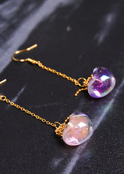 Asymmetric Design Heart-shaped Crystal Drop Earrings