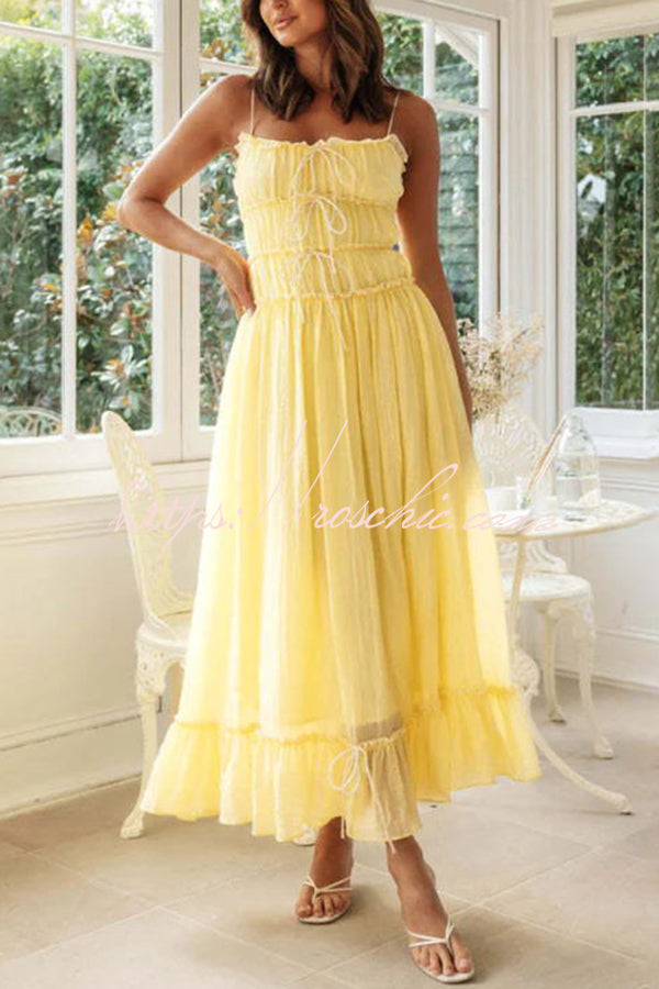 Strappy Pleated Paneled Strap Maxi Dress