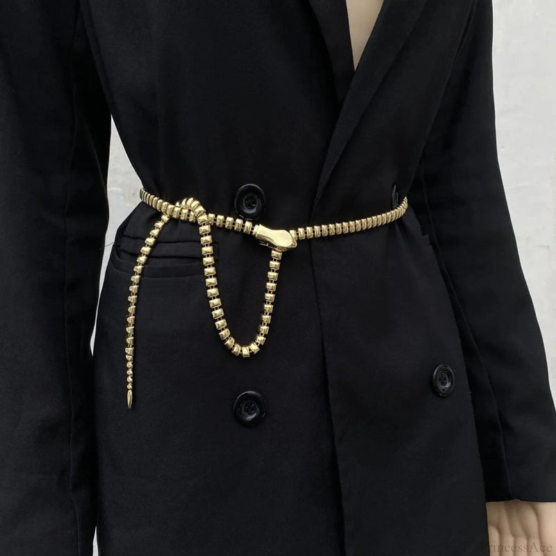 Distinct Gothic Serpent Head Metal Belt