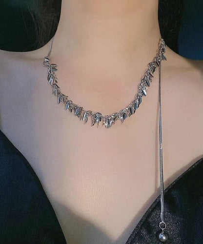 Unique Silk Stainless Steel Sequins Ear of Wheat Tassel Pendant Necklace