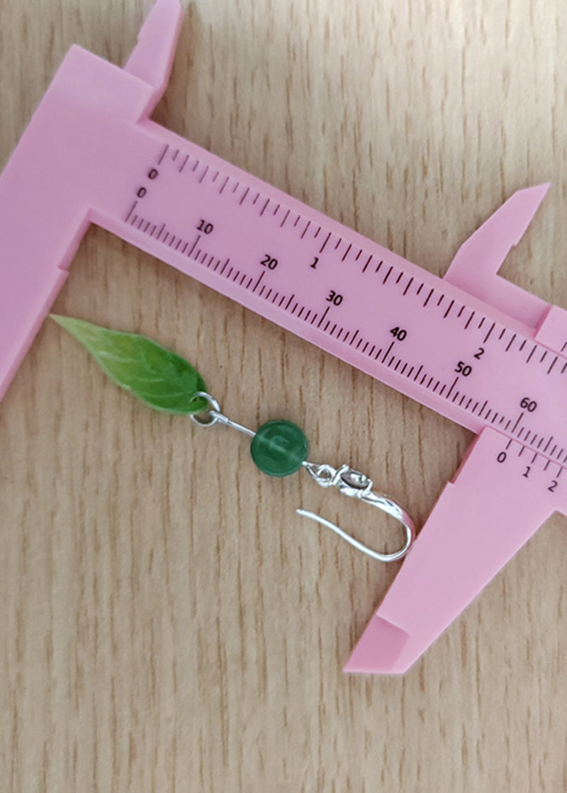 Zircon Green Leaf Acrylic Drop Earrings