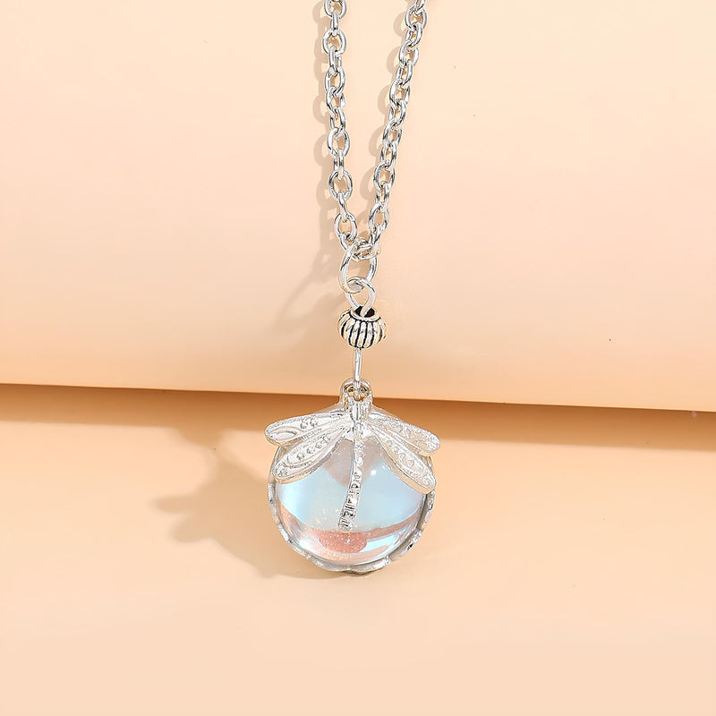 Enchanted Dragonfly Crystal Drop Necklace