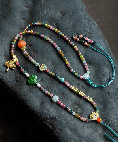 Rainbow Beading Sweater Tassel Graduated Bead Necklace
