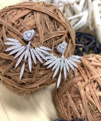 White Sterling Silver Sunflower Zircon Stud Earrings