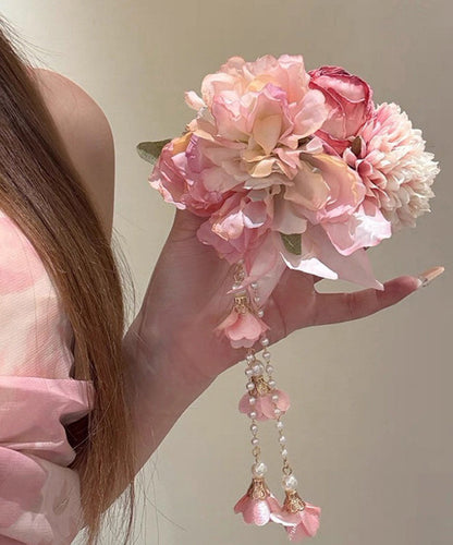 Pink Peony Tassel Hairpin