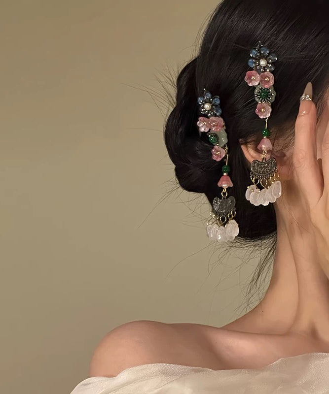 Chinese Style Multicolor Alloy Tassel a Pair Hairpin
