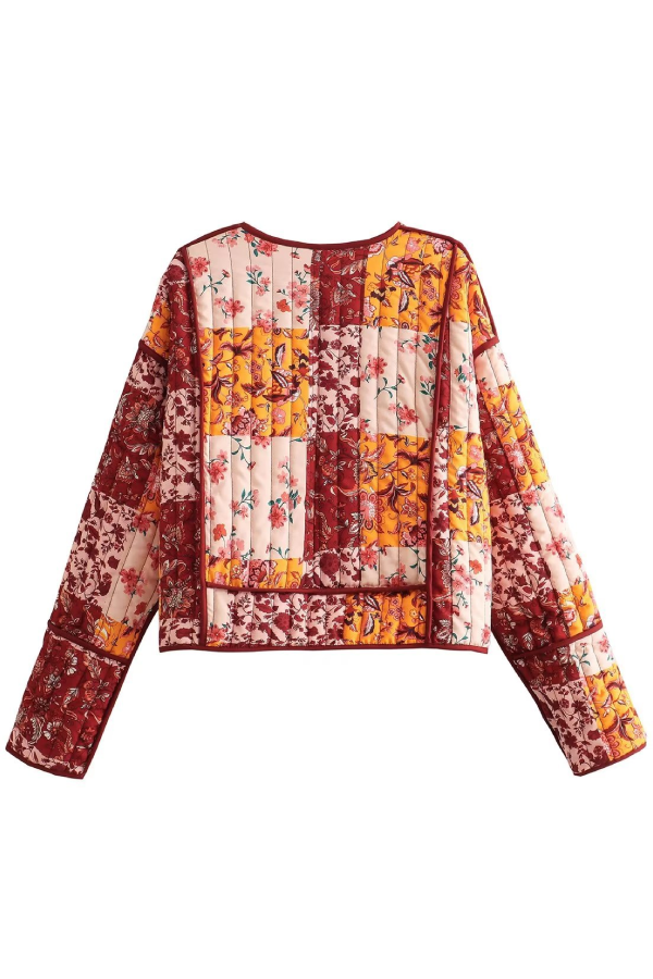Loose Short Cardigan Quilted Cotton Jacket