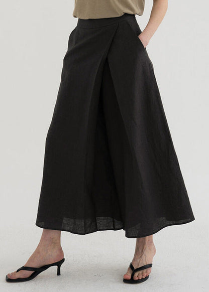 Leg Pants Linen Waist High Spring Wide French