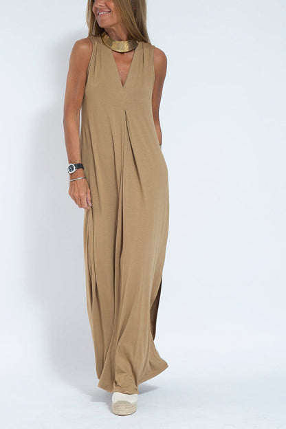 Is Eternal Knit Color Sleeveless Slit Maxi Dress