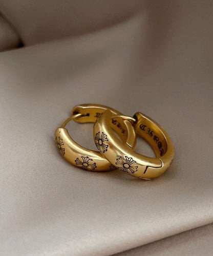 Gold Copper Overgild Print Hoop Earrings