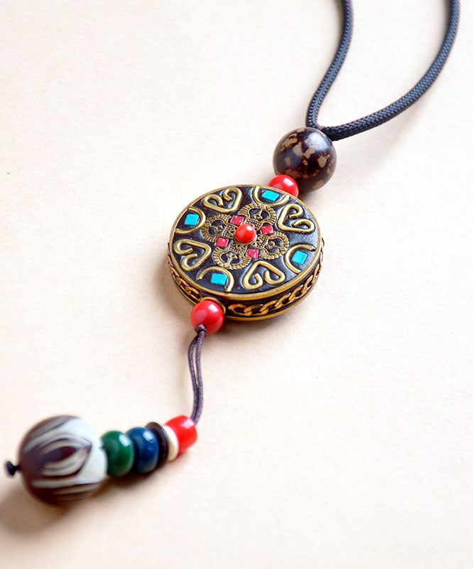 Handmade Red Agate Ping an Plaque Pendant Necklace
