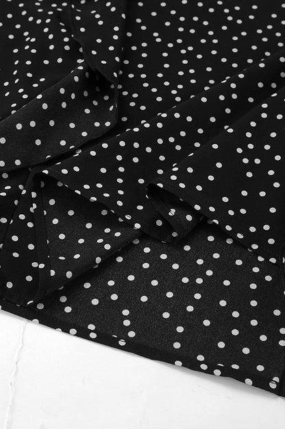 V-neck Polka Dot Puff Sleeve A-line Maxi Dress