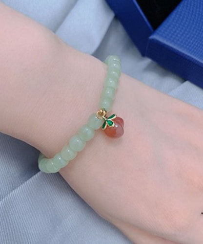 Little Green Stainless Steel Jade Agate Charm Bracelet