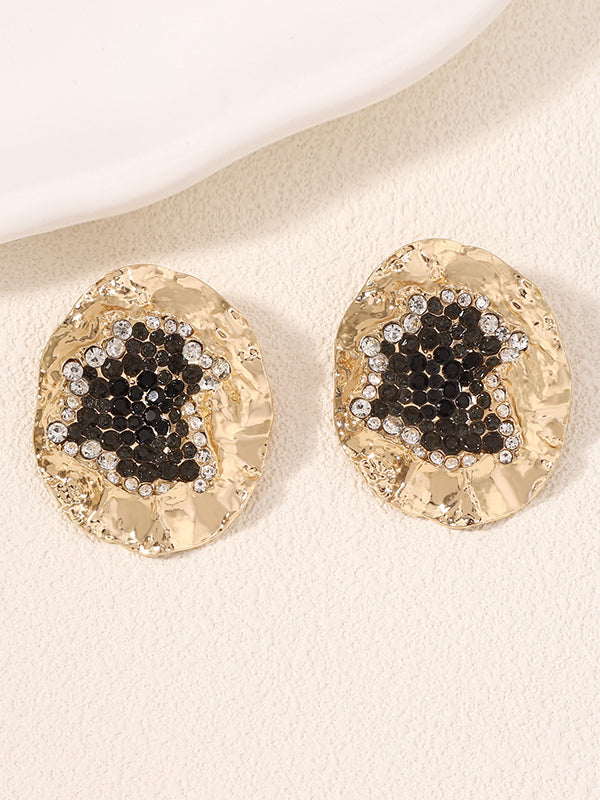 Irregularity Geometric Rhinestone Shiny Earrings Accessories