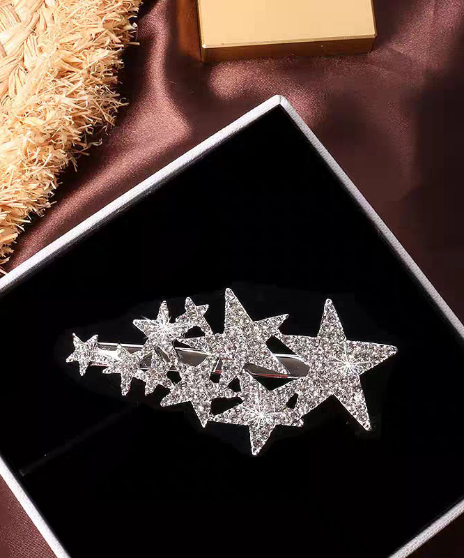 Boutique Silk Copper Zircon Pentagram Hairpin