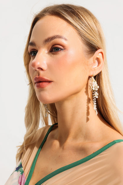 Faux Pearl Tassel Drop Earrings