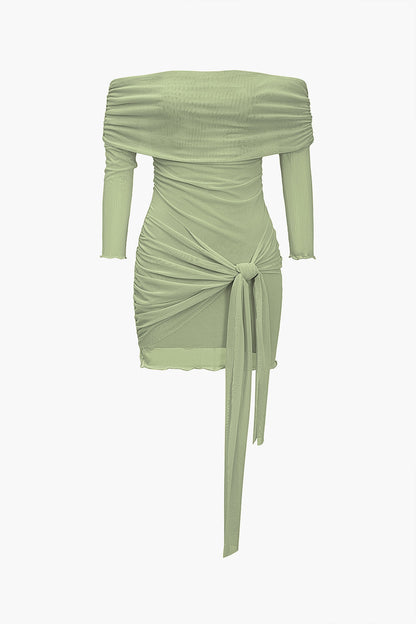 Tie Front Off Shoulder Mini Dress