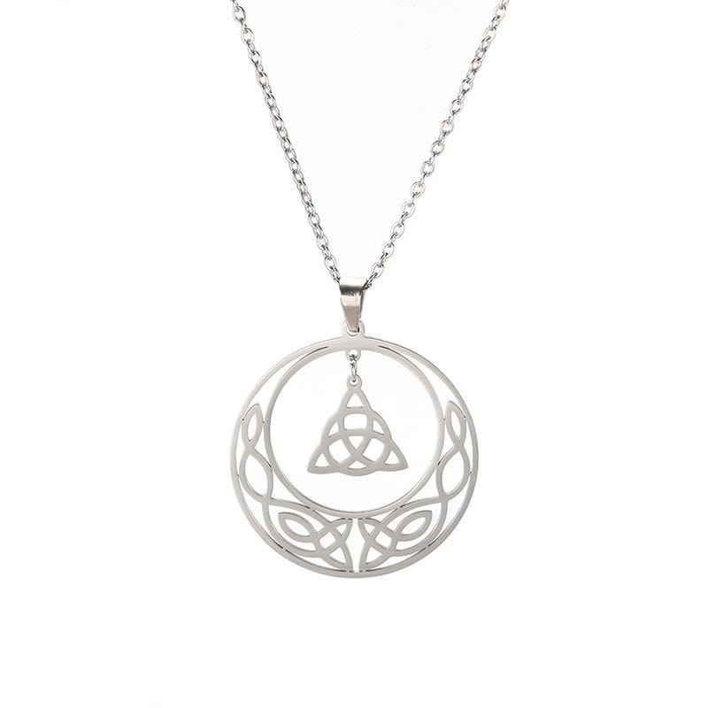 Crescent Moon Triquetra Dangle Necklace